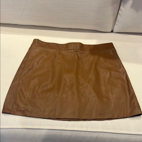Sanctuary Brown Mini A-Line Faux Leather Skirt size 8 - Picture 1 of 7